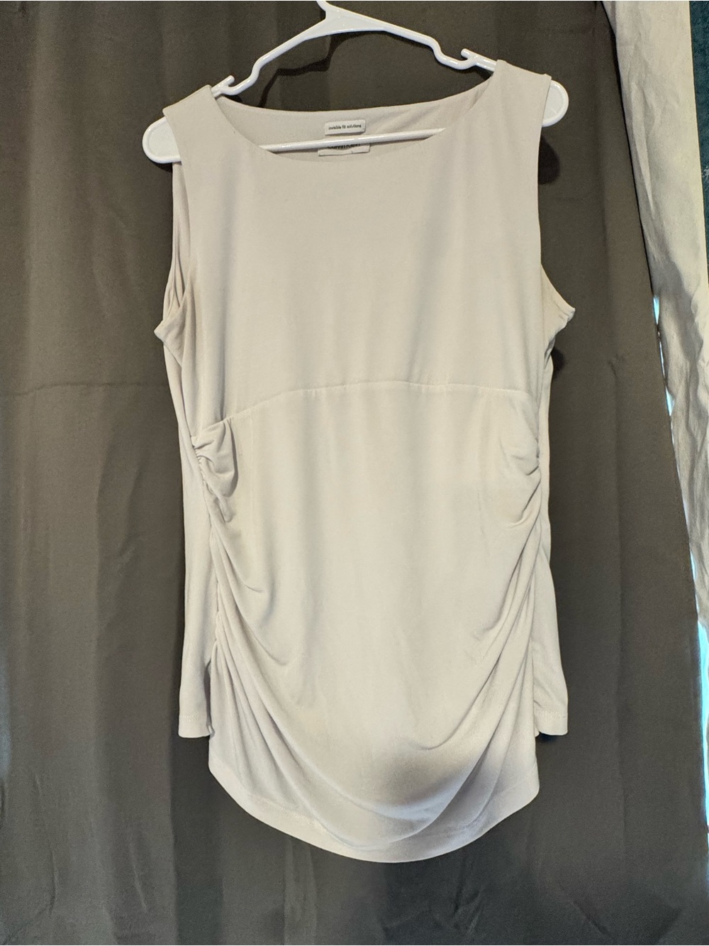 Sleeveless Ruched Drape Tank Top - White